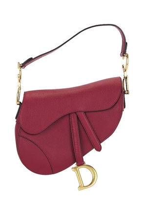 FWRD Renew Dior Leather Saddle Bag in Red.