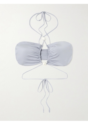 Magda Butrym - Cutout Faux Pearl-embellished Bikini Top - Gray - FR34,FR36,FR38,FR40,FR42