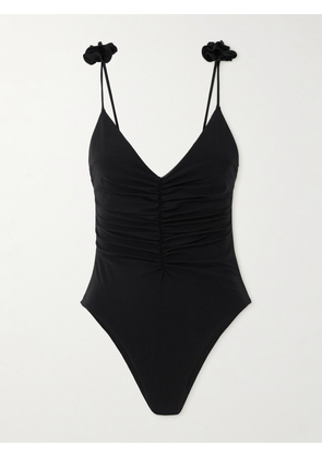 Magda Butrym - Appliquéd Ruched Swimsuit - Black - FR34,FR36,FR38,FR40,FR42