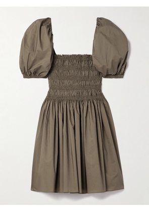 Matteau - + Net Sustain Shirred Organic Cotton Mini Dress - Green - 1,2,3,4,5