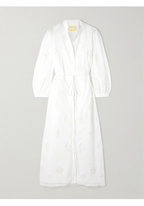 Erdem - Broderie Anglaise-trimmed Cotton-blend Maxi Dress - White - UK 4,UK 6,UK 8,UK 10,UK 12,UK 14,UK 16