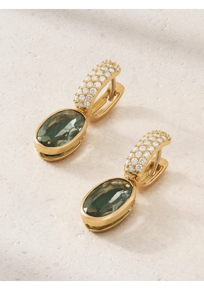 Marla Aaron - 18-karat Gold Diamond, Prasiolite And Malachite Earrings - One size