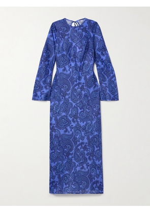 Zimmermann - Ottie Open-back Bead-embellished Paisley-print Linen Maxi Dress - Blue - 00,0,1,2,3,4