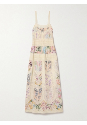 Zimmermann - Halliday Lace And Floral-print Cotton-voile Maxi Dress - White - 00,0,1,2,3,4