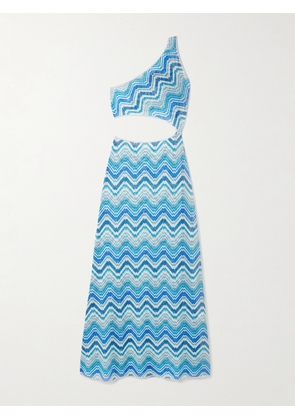 Missoni - One-shoulder Cutout Metallic Striped Crochet-knit Maxi Dress - Blue - IT36,IT38,IT40,IT42,IT44,IT46,IT48