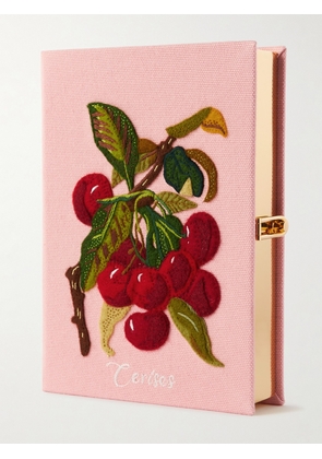 Olympia Le-Tan - Cerises Embroidered Appliquéd Canvas Clutch - Pink - One size