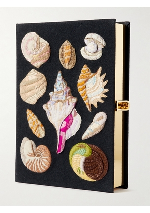 Olympia Le-Tan - Shells Embroidered Appliquéd Canvas Clutch - Black - One size