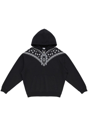 Marcelo Burlon County of Milan Bandana-embroidered drawstring hoodie - Black