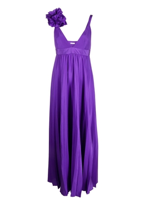 P.A.R.O.S.H. floral-appliqué V-neck dress - Purple