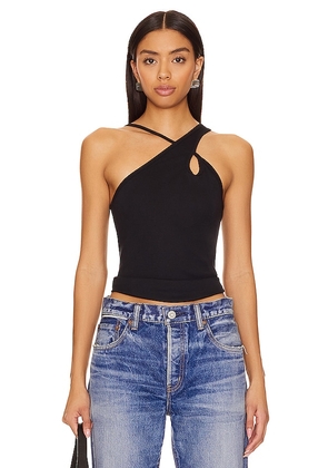 Moussy Vintage Cross Over Tank in Black. Size S.