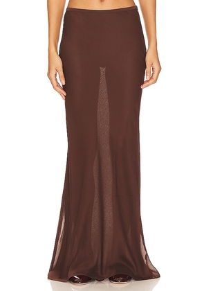 LIONESS Endless Maxi Skirt in Chocolate. Size XL, XXL.
