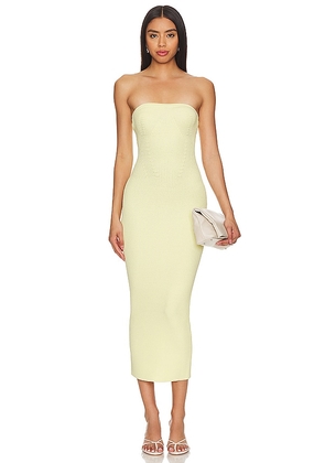 LPA Arden Strapless Knit Midi Dress in Lemon. Size M, S.