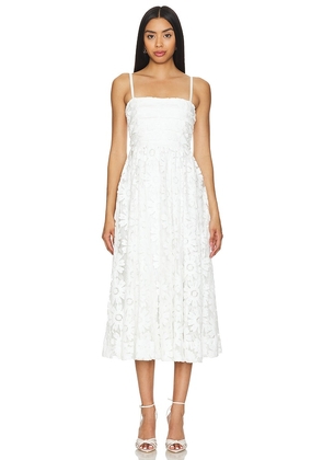 LIKELY Geno Midi Dress in White. Size 10, 12, 4, 6, 8.