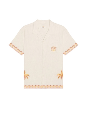 Marine Layer Placed Embroidery Resort Shirt in Cream. Size L, S.