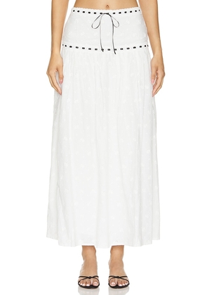 MAJORELLE Carmen Maxi Skirt in White. Size M, S, XL, XS, XXS.
