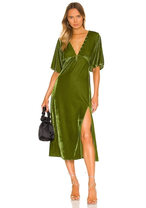 Tularosa Deena Midi Dress in Green. Size XS.