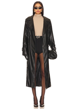 SNDYS Tyra Faux Leather Trench in Black. Size M.