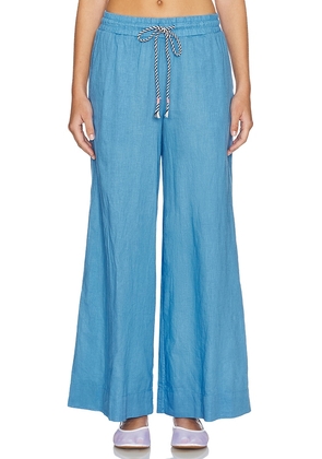 SUNDRY Wide Leg Pant in Blue. Size L, S, XS.