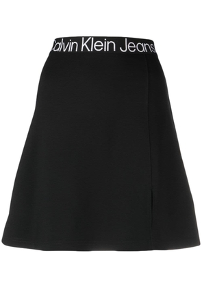 Calvin Klein Jeans logo-waistband straight skirt - Black