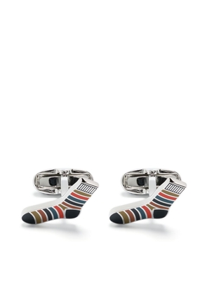 Paul Smith 'Artist Stripe' sock-shape cufflinks - Silver