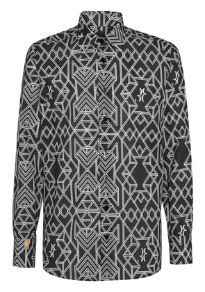 Billionaire geometric-print linen shirt - Black
