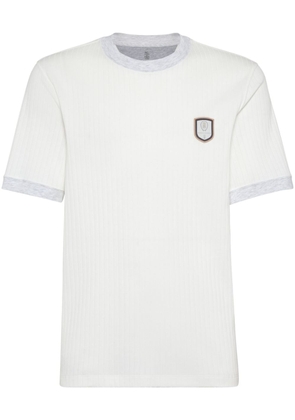Brunello Cucinelli appliqué-detail ribbed T-shirt - White