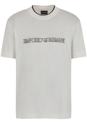 Emporio Armani logo-embroidered cotton T-shirt - White