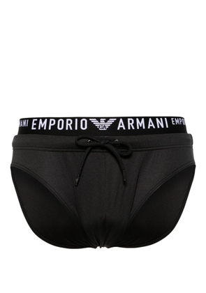 Emporio Armani logo-waistband swim trunks - Black