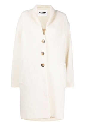 MARANT ÉTOILE fine-knit single breasted coat - White