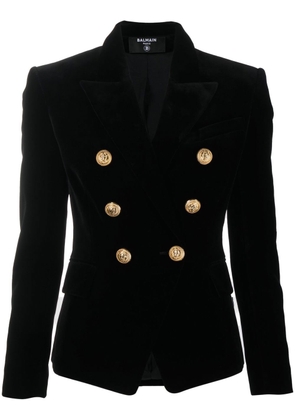 Balmain double-breasted velvet blazer - Black