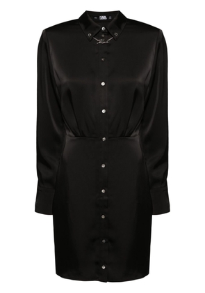 Karl Lagerfeld chain-embellished satin shirtdress - Black