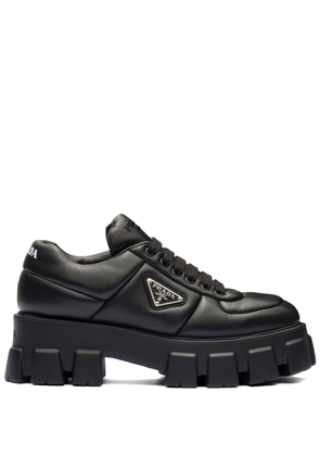 Prada logo-appliqué leather sneakers - Black