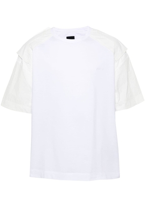 Juun.J embroidered-logo panelled T-shirt - White