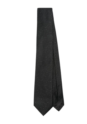 Emporio Armani glitter-detail silk-blend tie - Black