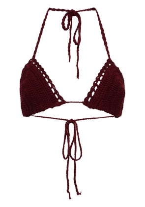 DRIES VAN NOTEN crochet-knit bikini top - Red