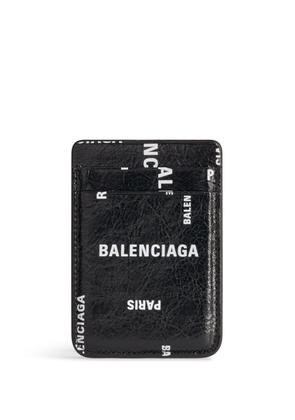 Balenciaga logo-print leather cardholder - Black
