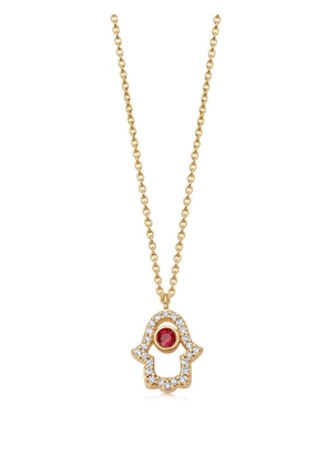 Astley Clarke 14kt recycled yellow gold Hamsa Hand ruby and diamond necklace