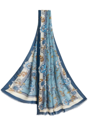 ETRO floral-print semi-sheer scarf - Blue
