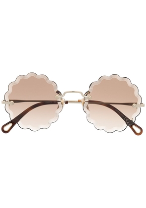 Chloé scalloped round frame sunglasses - Gold
