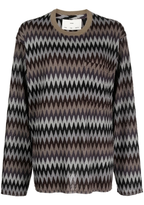 Song For The Mute zigzag-knit crew neck jumper - Multicolour