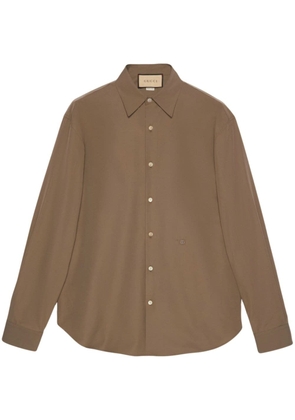 Gucci Double G-embroidered cotton shirt - Brown