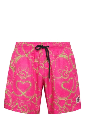 Philipp Plein heart-print swim trunks - Pink