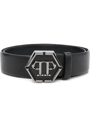 Philipp Plein Hexagon logo-buckle leather belt - Black