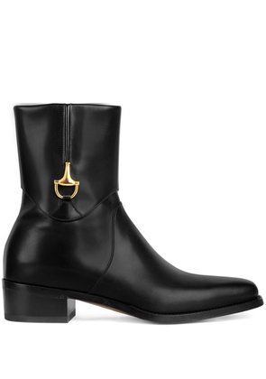 Gucci Horsebit-detail 45mm leather ankle boot - Black