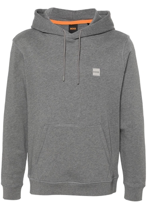 BOSS logo-patch cotton hoodie - Grey
