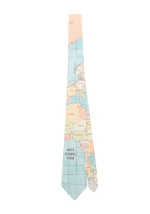 Olympiah World map-print cotton tie - Blue