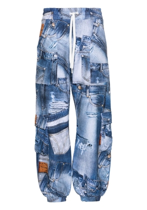 Chiara Ferragni denim-print tapered trousers - Blue