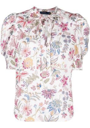 Polo Ralph Lauren floral-print linen blouse - White