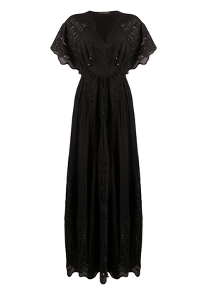 Alberta Ferretti embroidered cut-out detail silk maxi dress - Black