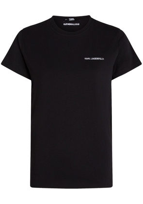 Karl Lagerfeld logo-embroidered organic-cotton T-shirt - Black